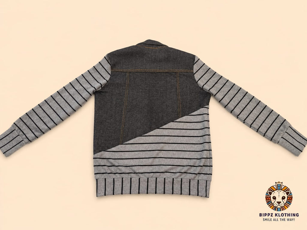 Boys Stripe Sleeve Denim Set | Bippz Klothing