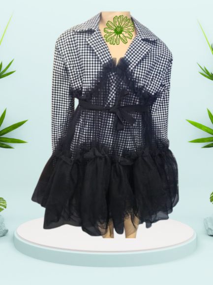 Tulle Twist Check Blazer Dress