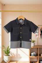 Navy Patch Denim Co-ord Set – Boys - Bippz Klothing