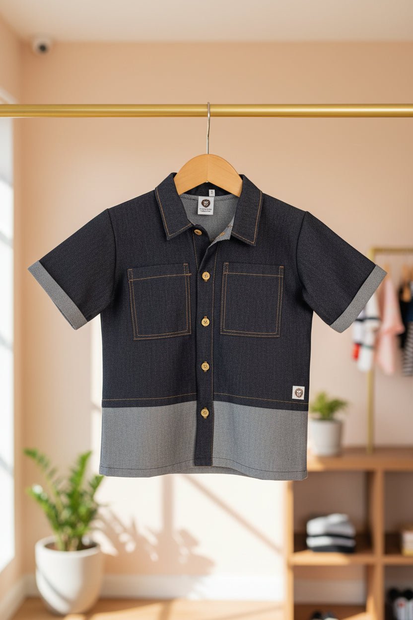 Navy Patch Denim Co-ord Set – Boys - Bippz Klothing