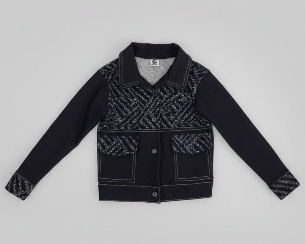 Girls Navy Tweed & Denim Set – Mini Chic, Maximum Impact