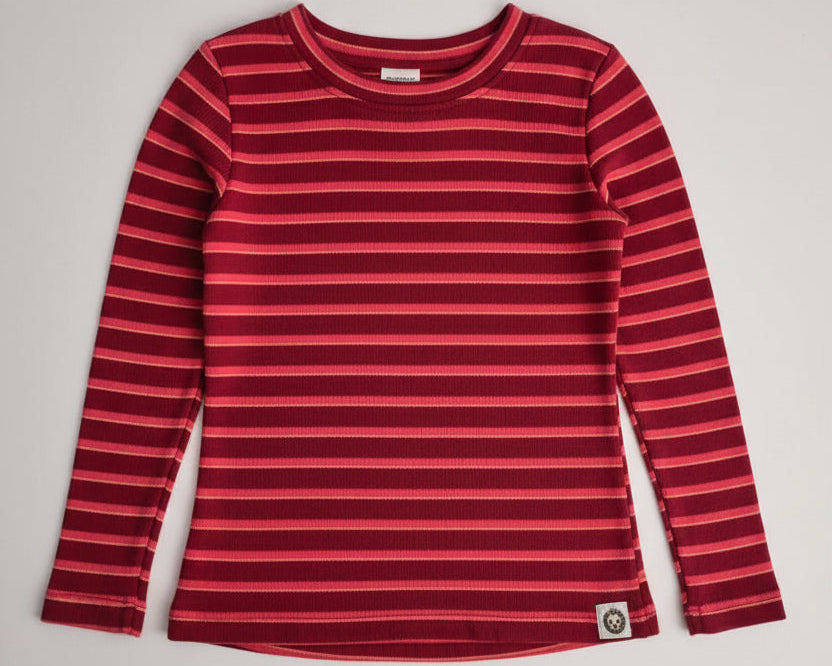 Girls Dark Pink Stripe & Black Ribbed Set – Effortlessly Cool, Every Single Day