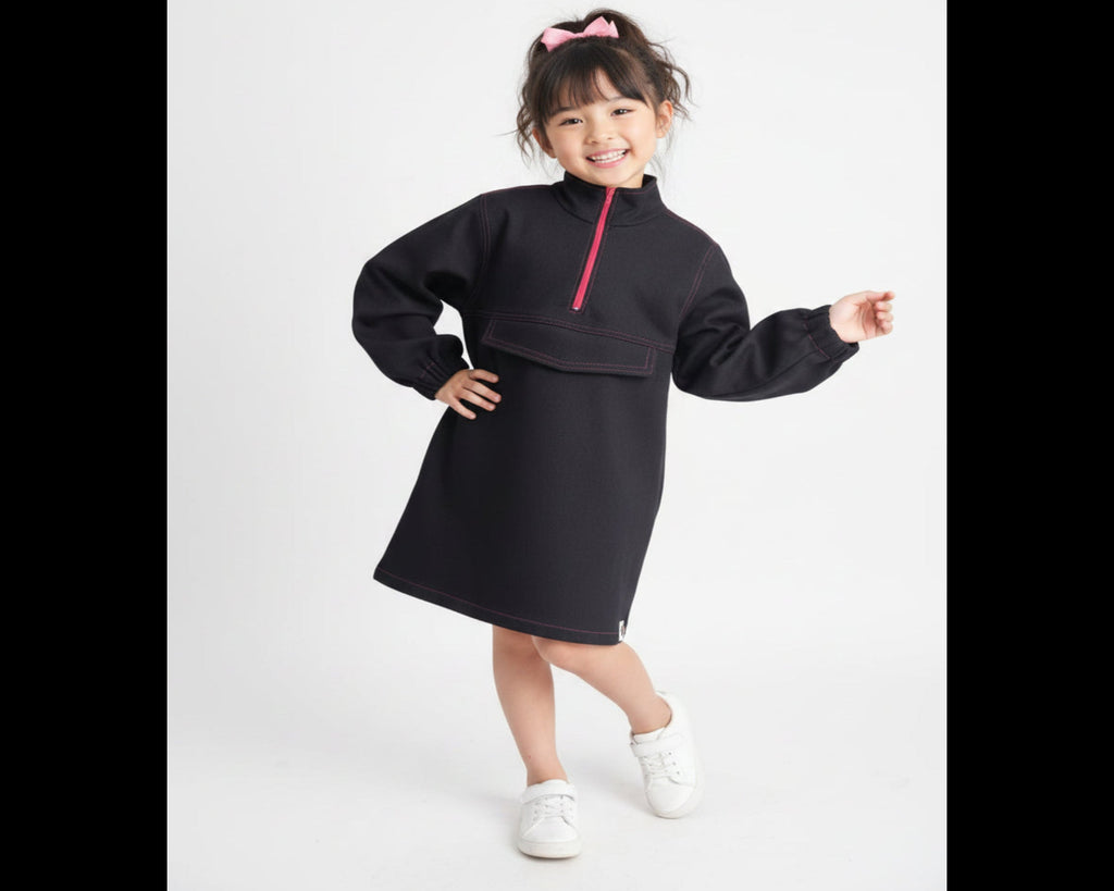 Girls Black Denim Zip Dress – Bold Meets Beautiful