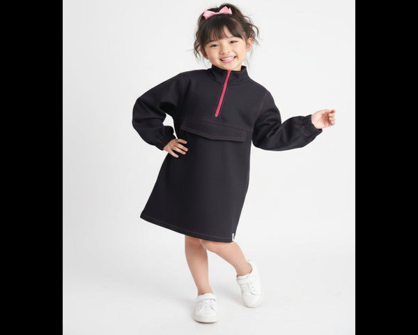 Girls Black Denim Zip Dress – Bold Meets Beautiful