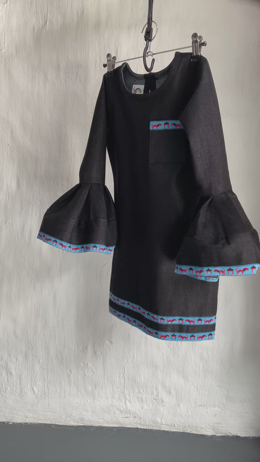 Denim dress with blue trimms