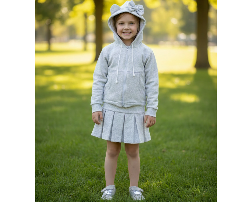 Girls Grey Skirt Tracksuit Set – Sporty, Sweet & Completely Her